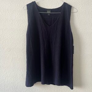 NEW Eileen Fisher 100% Linen Navy Blue Ribbed Sweater Tank Blouse